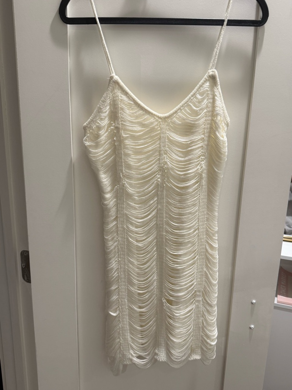 Cream Fringe Slip Dress